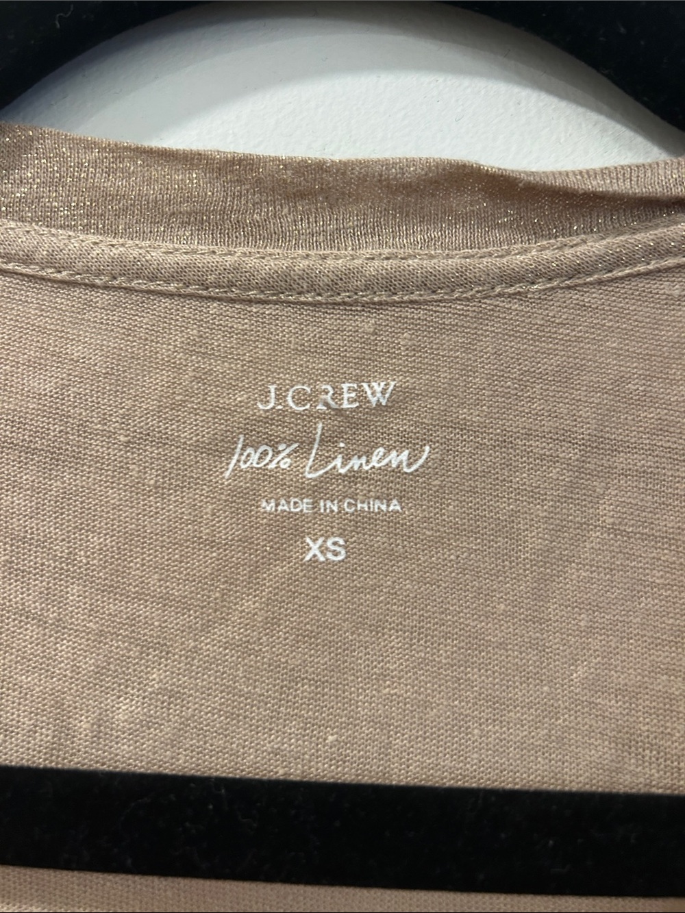 J. Crew Linen Shimmery Gold V-Neck Pocket Tee, XS - Picture 5 of 8